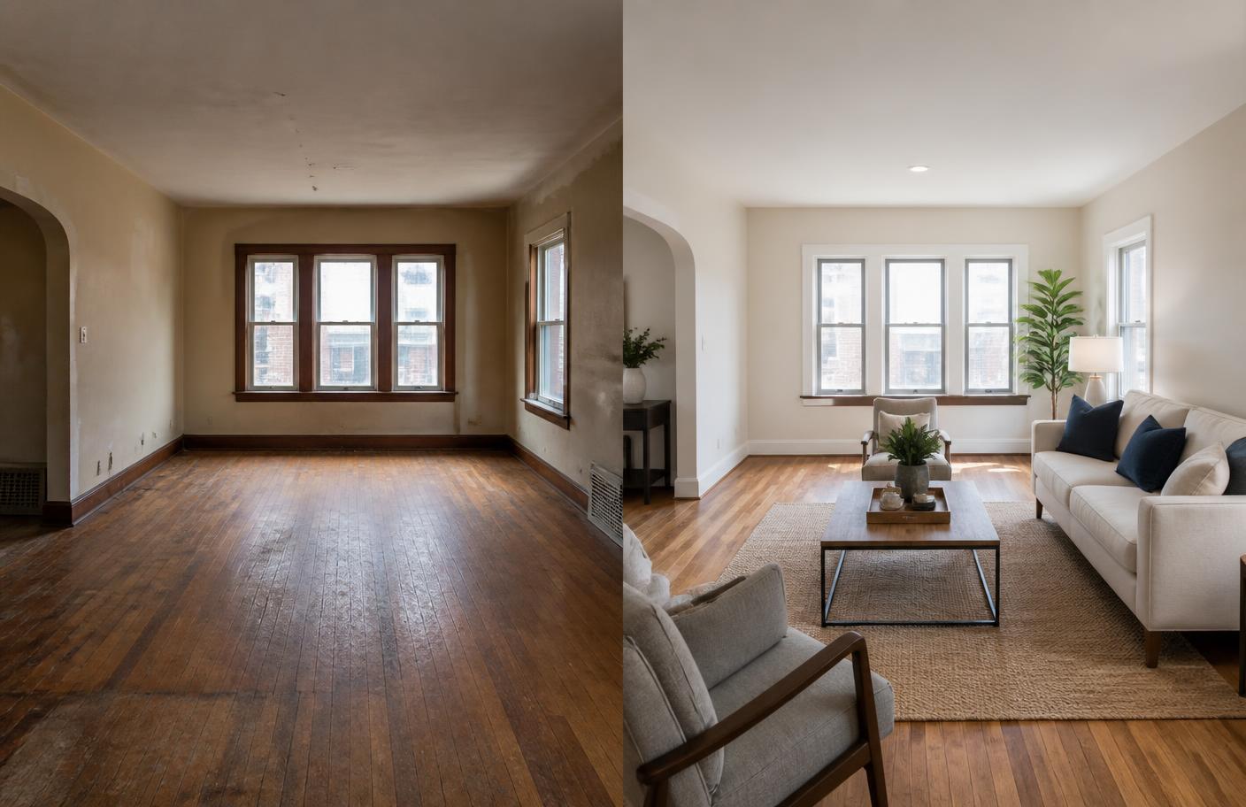 Vacant room transformed into a clean welcoming market-ready interior